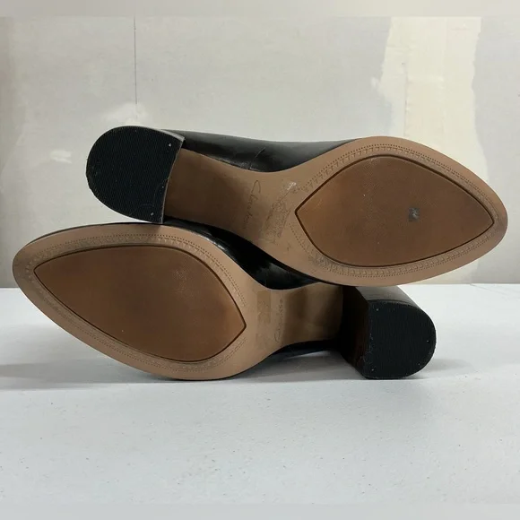 Clarks Narrative Leather Block Heel Pumps 9.5 Black – Classic Comfort Work Heels - Picture 6 of 7